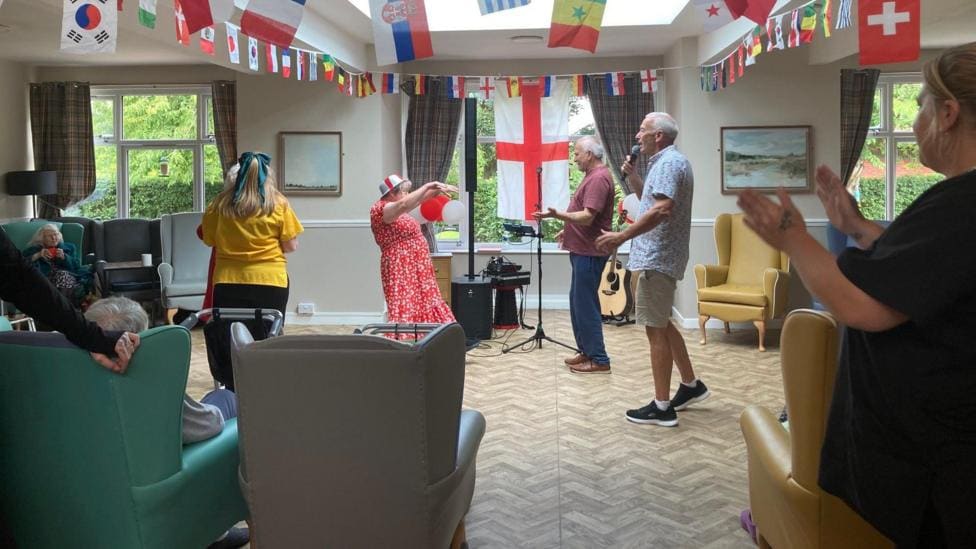 Newcastle Under Lyme Care Home Vindaloo World Cup Video — Newcastle-under-Lyme news photo (BBC Stoke & Staffordshire)
