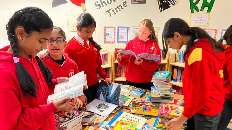 Reading Charity Delivers Books to Newcastle Under Lyme Schoo — Newcastle-under-Lyme news photo (BBC Stoke & Staffordshire)