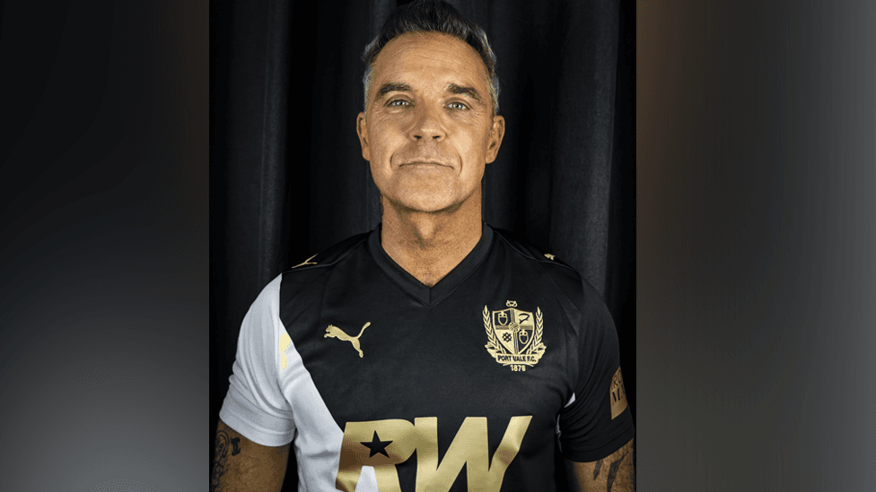 Port Vale shirt deal with Robbie Williams announced — Newcastle-under-Lyme news photo (BBC Stoke & Staffordshire)